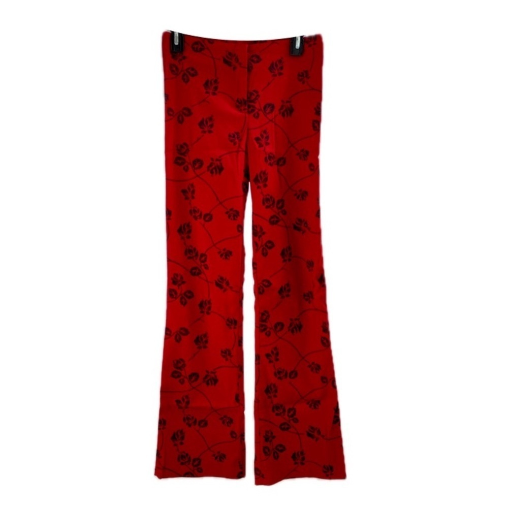 La Belle Vintage Red/Black Velvet Pants Size: 3